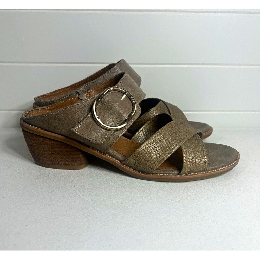 EuroSoft Women’s Sandals Size 9 M Taupe Slide Slip On Buckle Comfort Straps